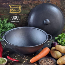 Казан 8л, Ø34см, вага 7,45кг, чавунний узбецький WOK, кришка алюміній (Т405С2)